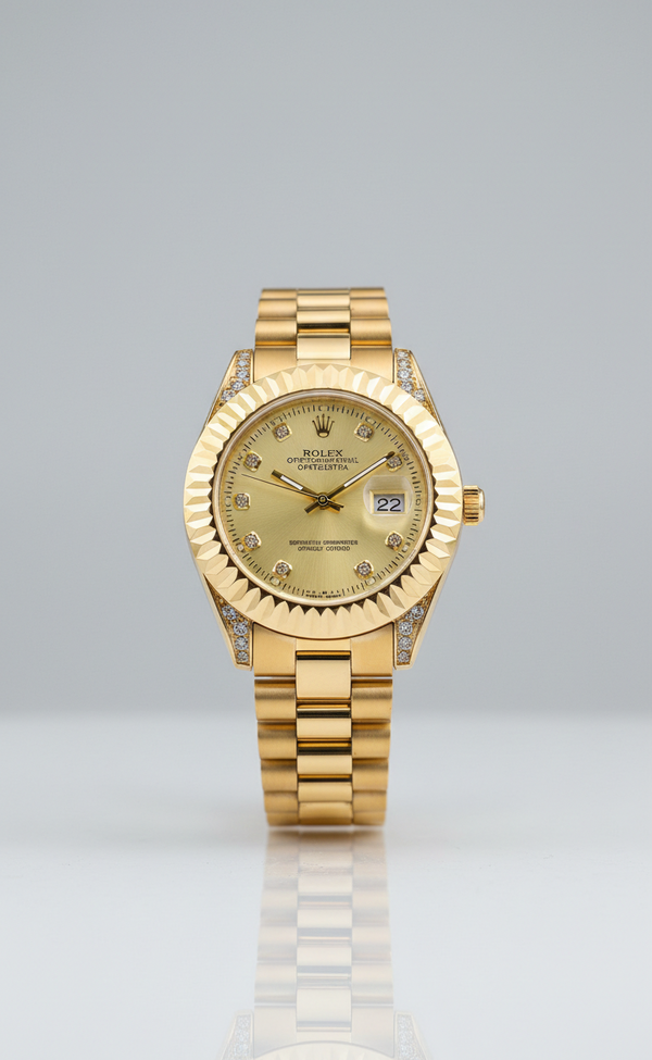 Rolex Datejust golden color with diamon finishing