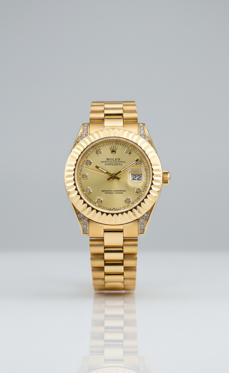 Rolex Datejust golden color with diamon finishing