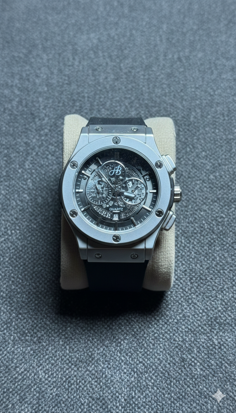 HB Skeleton Sport Watch - White Rubber Octagonal Luxury Timepiece