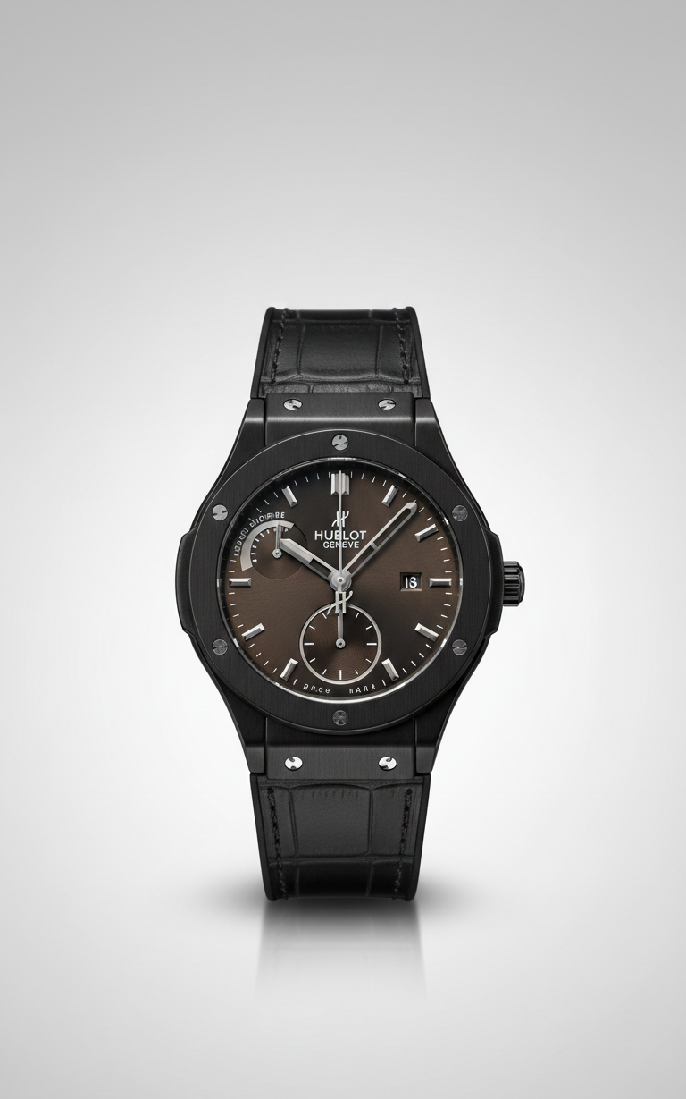 Hublot Classic Fusion All Black Watch - Ceramic Brown Dial Timepiece