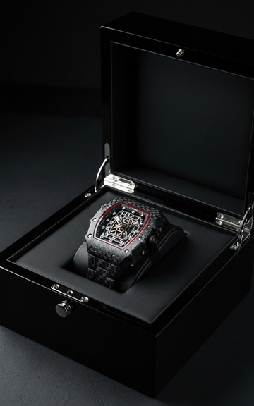 Richard Mille Skeleton Watch - Luxury Black Tonneau Racing Timepiece