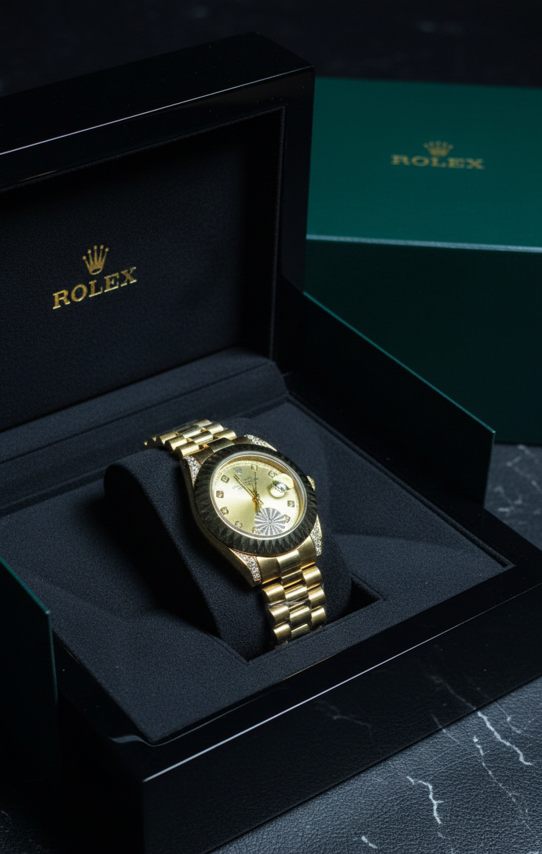 Rolex Datejust golden color with diamon finishing