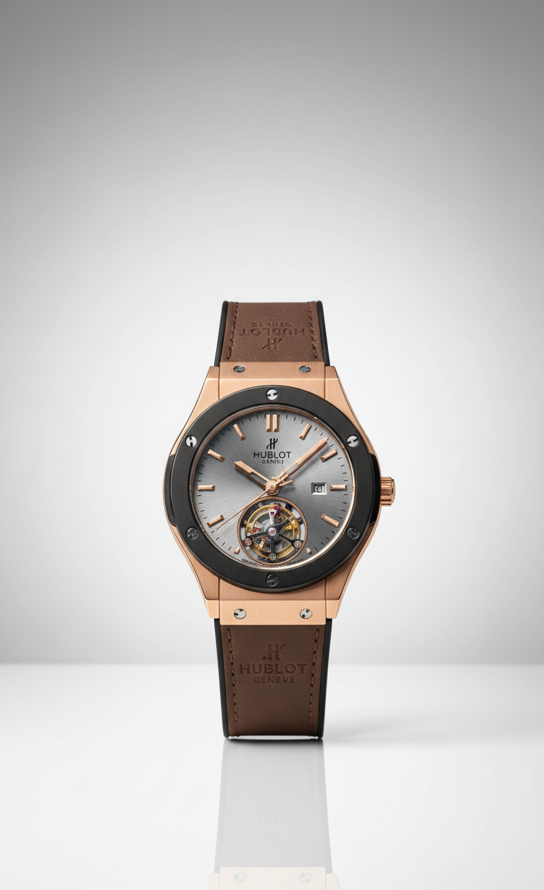 Hublot Classic Fusion Tourbillon Watch - Rose Gold Brown Leather