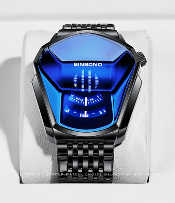 Binbond LED Digital Watch - Futuristic Blue Display Geometric Timepiece