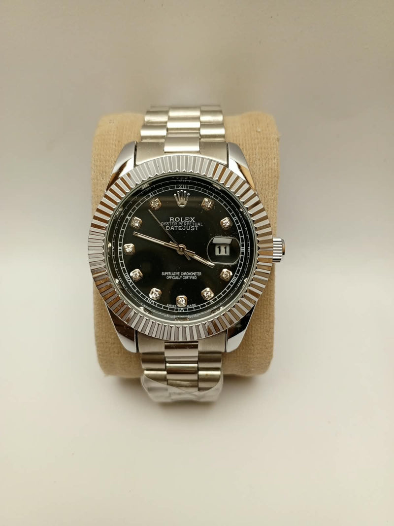 Rolex Oyster Perpetual Datejust – Full Steel Black Diamond Dial