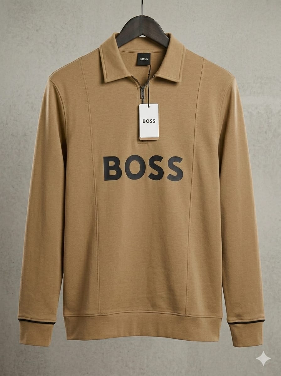BOSS Premium Polo Shirt - Old Money Luxury Collar Zip Sweatshirt