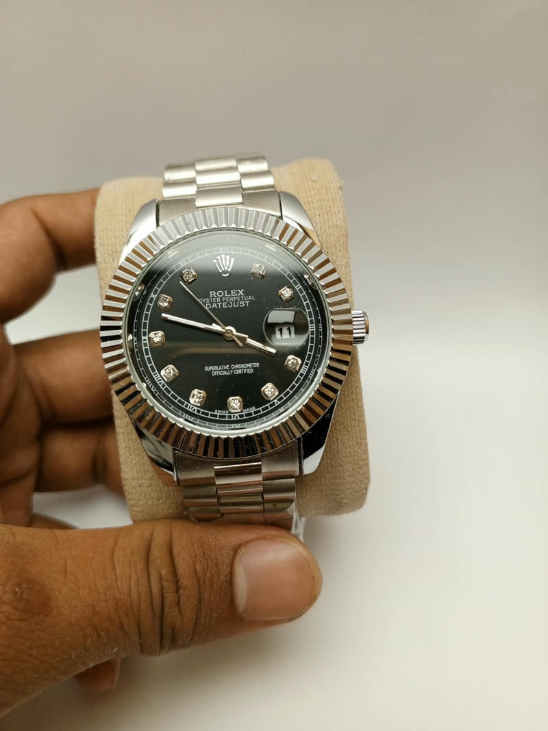 Rolex Oyster Perpetual Datejust – Full Steel Black Diamond Dial