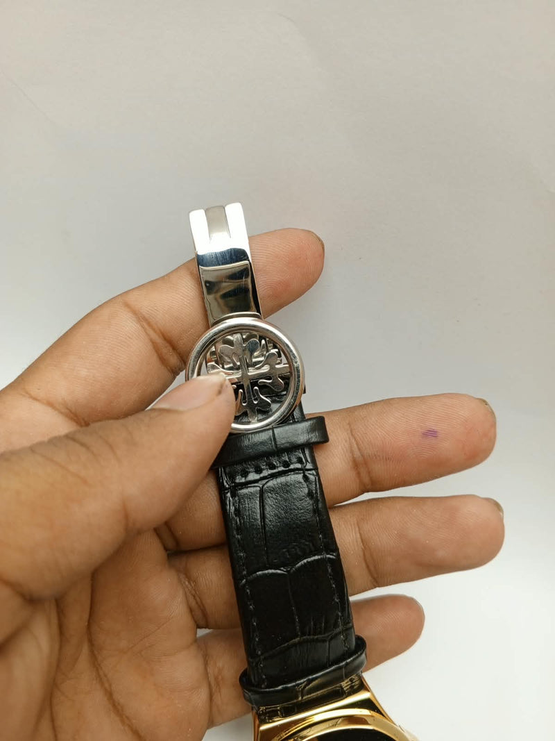 Patek Philippe Nautilus – Yellow Gold Black Dial Black Leather Strap