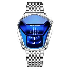 Binbond LED Digital Watch - Futuristic Blue Display Geometric Timepiece