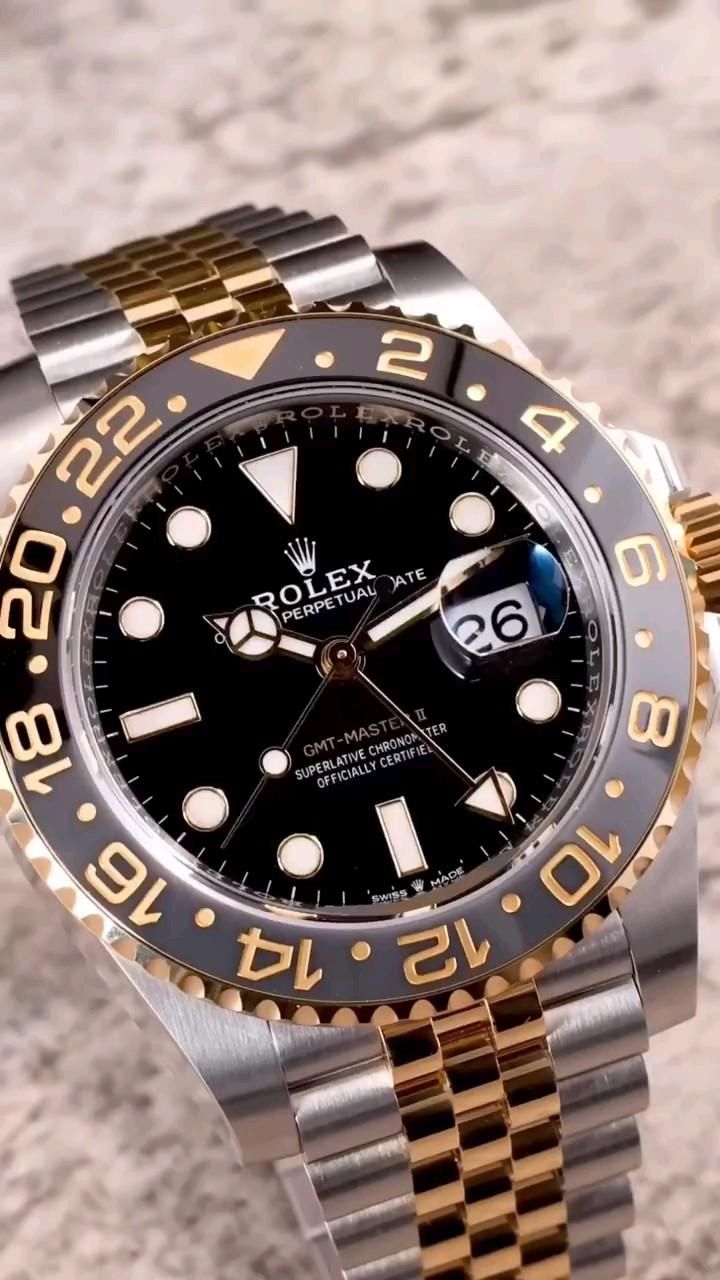 Rolex GMT-Master II 'Batman' – Black & golden Bezel | Jubilee Bracelet
